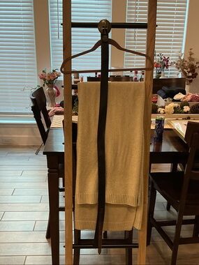Free People Wide Tan Leather Belt with Knit Panel
